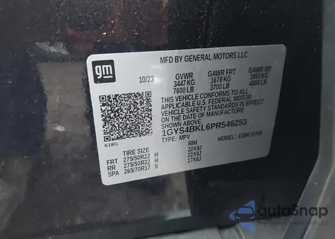 2023 Cadillac Escalade 4Wd Premium Luxury from USA, damaged, VIN 1GYS4BKL6PR546253